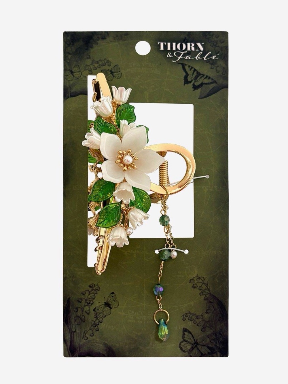 New Thorn & Fable White Flower Claw Hair Clip